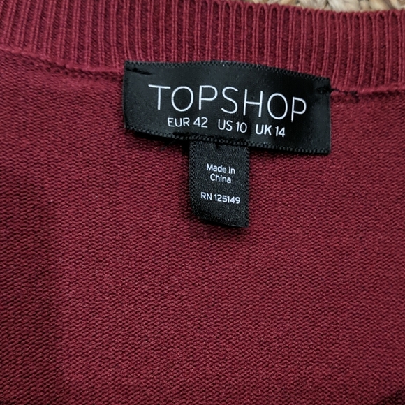 Topshop Faux Suede Knit Top Sz 10 US - Picture 2 of 4